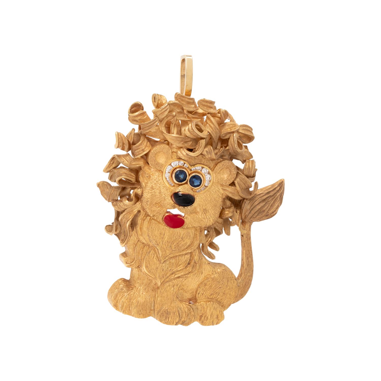 YELLOW GOLD LION PENDANT/BROOCH