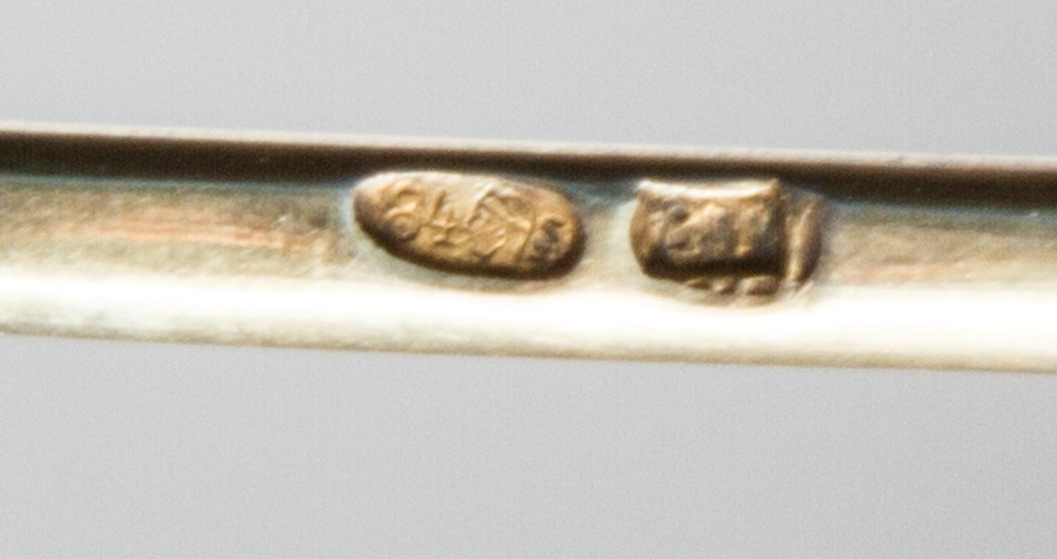 Six Russian Niello Silver Spoons, Various makers, kokoshnik mark of Ivan Lebedkin, Moscow, late 19th/early 20th century, each bowl deco