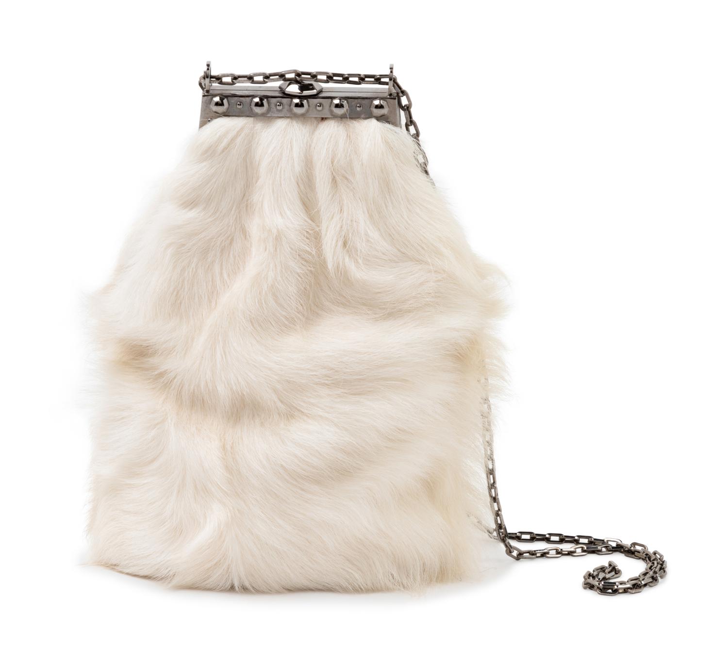 Antique fur embroidered bag