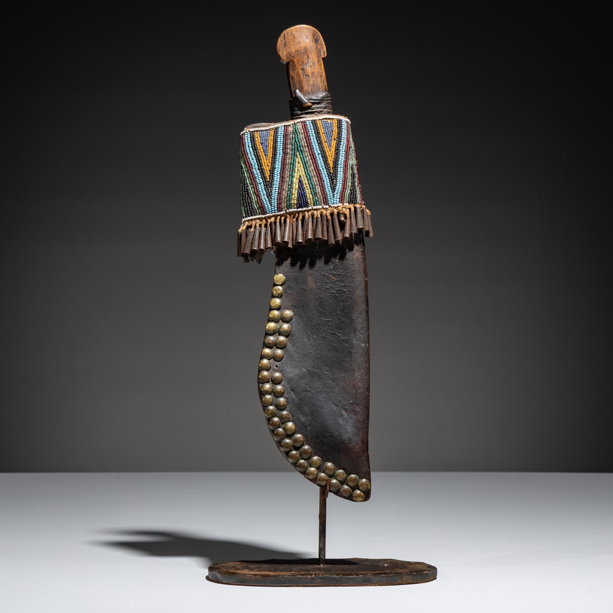 Cree Beaded and Tacked Knife Sheath, with Knife