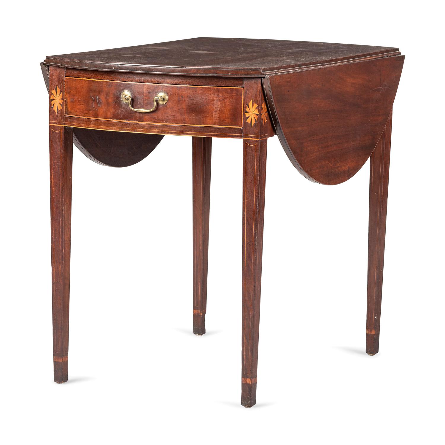 A Federal Inlaid Mahogany One-Drawer Pembroke Table