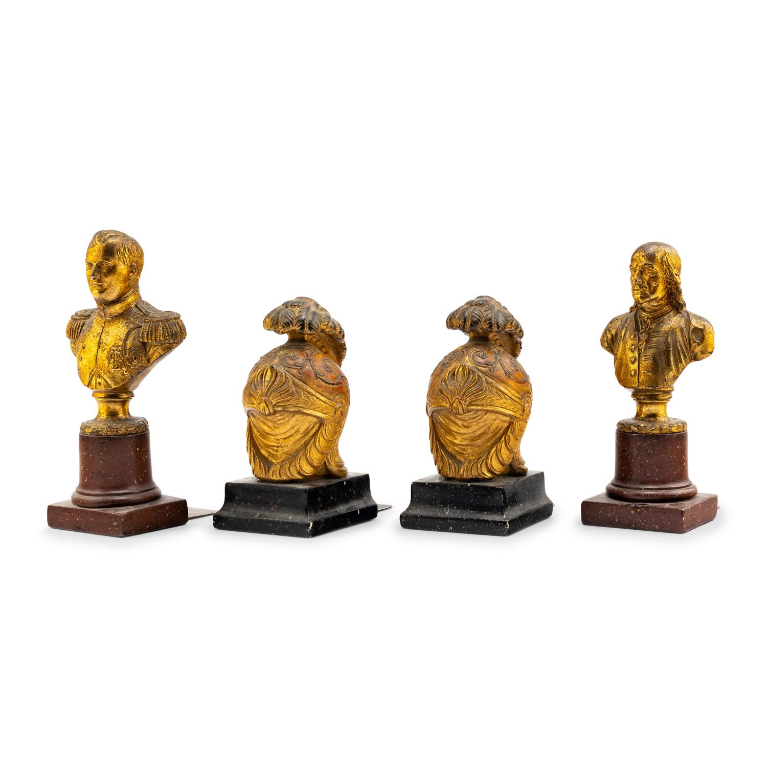 Two Pairs of Painted and Giltwood Bookends