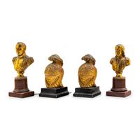 Two Pairs of Painted and Giltwood Bookends