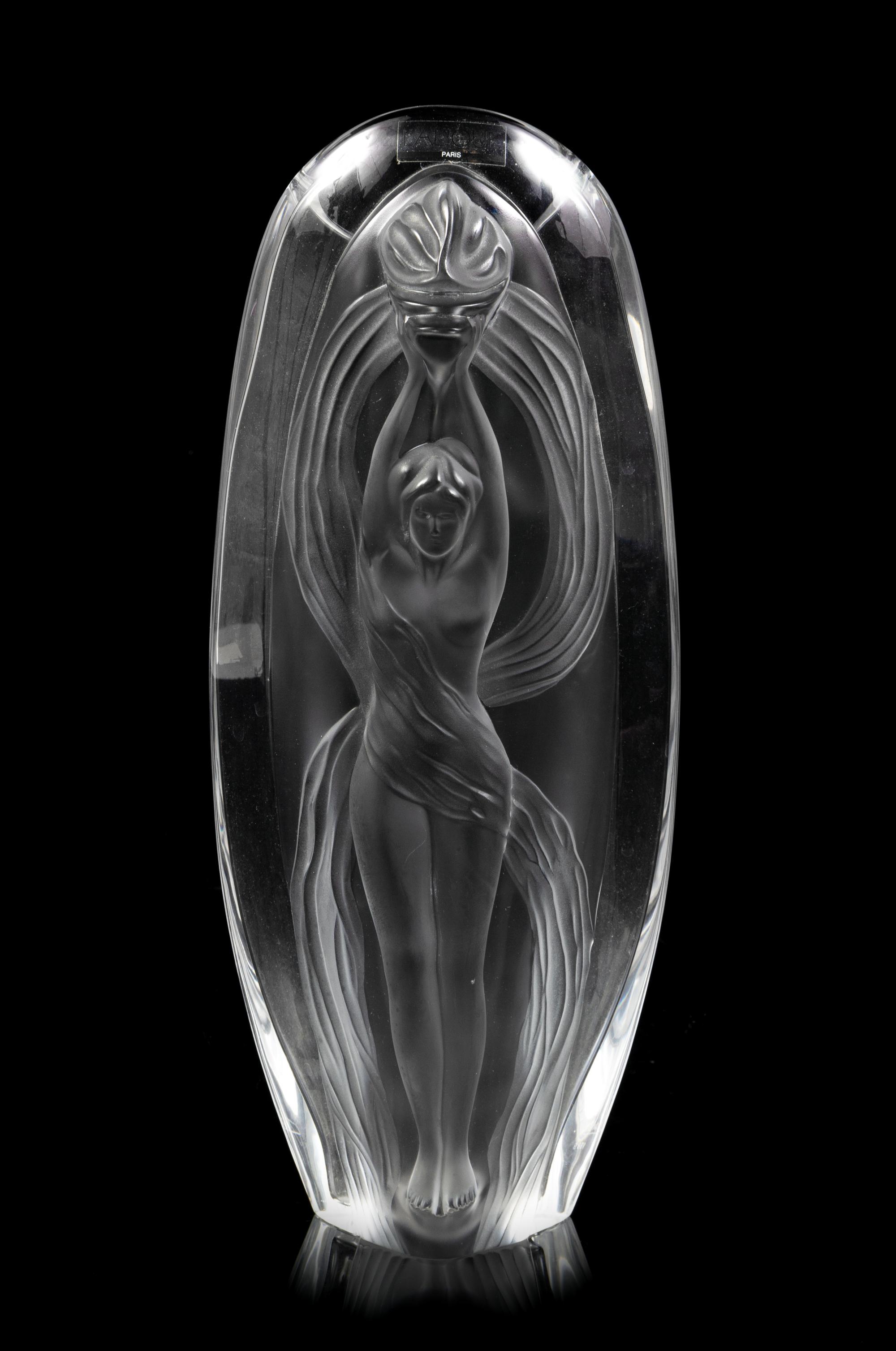 A Lalique Molded Glass Vase