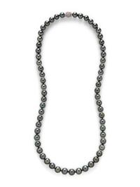 TAHITIAN CULTURED PEARL AND DIAMOND NECKLACE