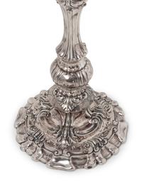A Pair of Tiffany and Co. Silver-Plate Six-Light Candelabra