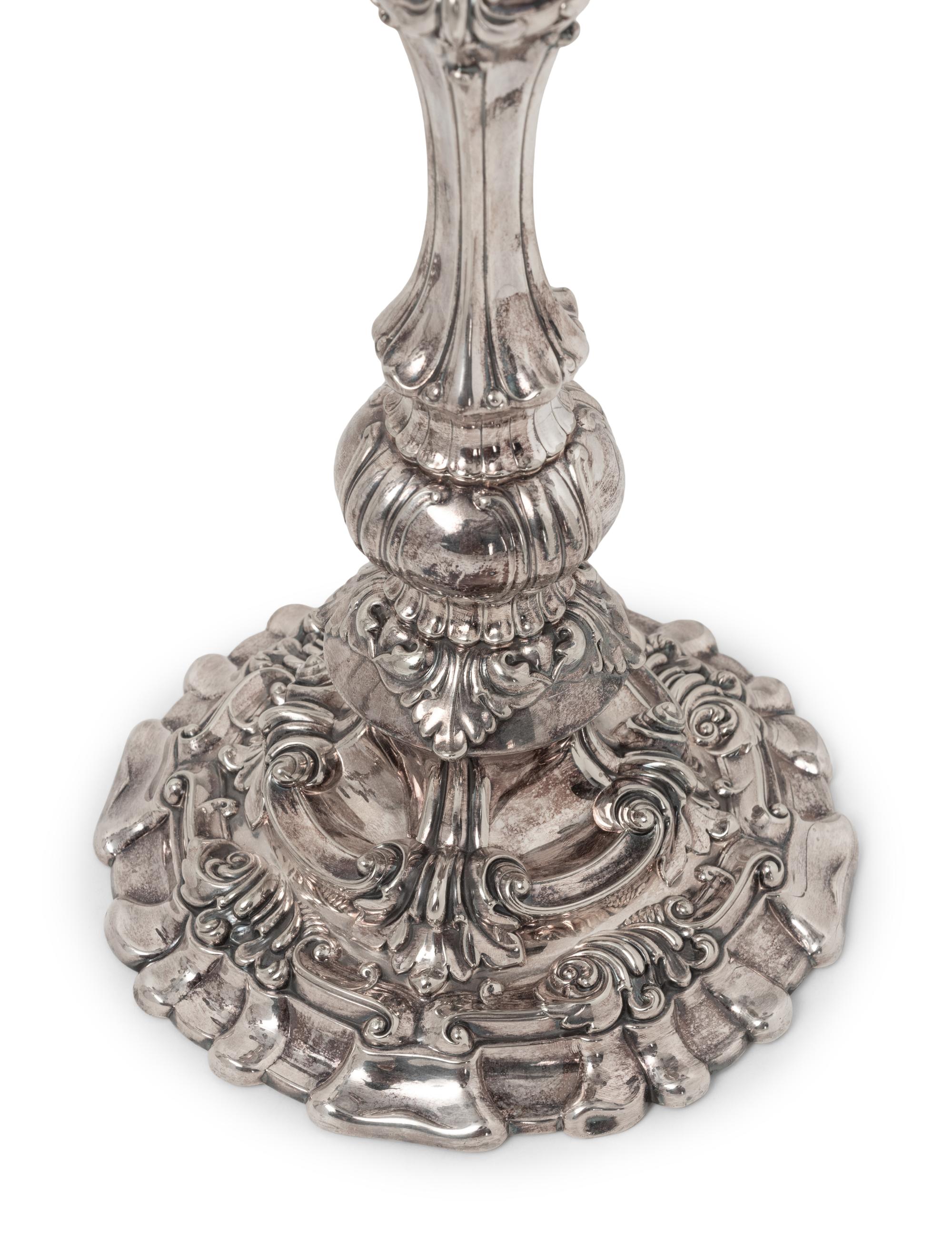 A Pair of Tiffany and Co. Silver-Plate Six-Light Candelabra