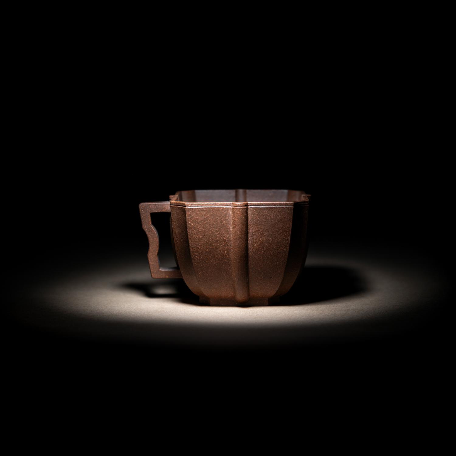 A Rare Yixing Zisha Pottery Octagonal Cup with Impressed Seal 'Chen Mingyuan' 陳鳴遠款八角杯