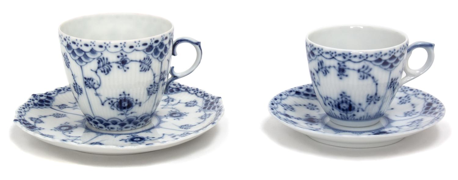 A Set of Fifteen Royal Copenhagen Porcelain Cups and Saucers Diameter of larger saucer 5 1/4 inches. — 20TH CENTURY