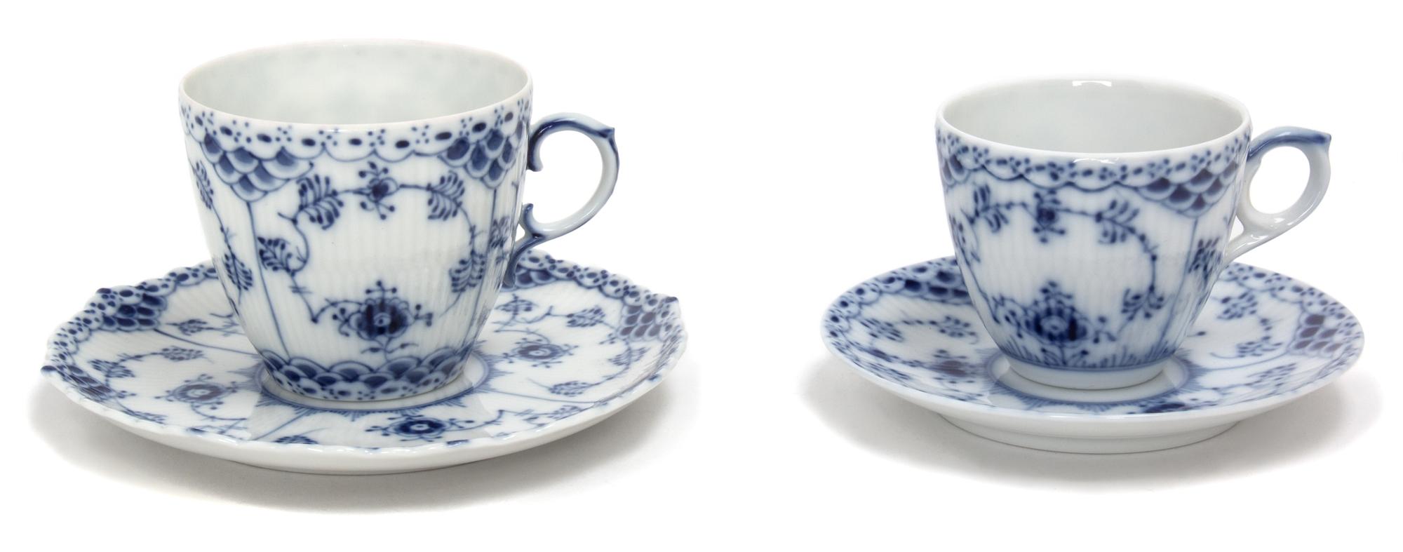A Set of Fifteen Royal Copenhagen Porcelain Cups and Saucers Diameter of larger saucer 5 1/4 inches. — 20TH CENTURY