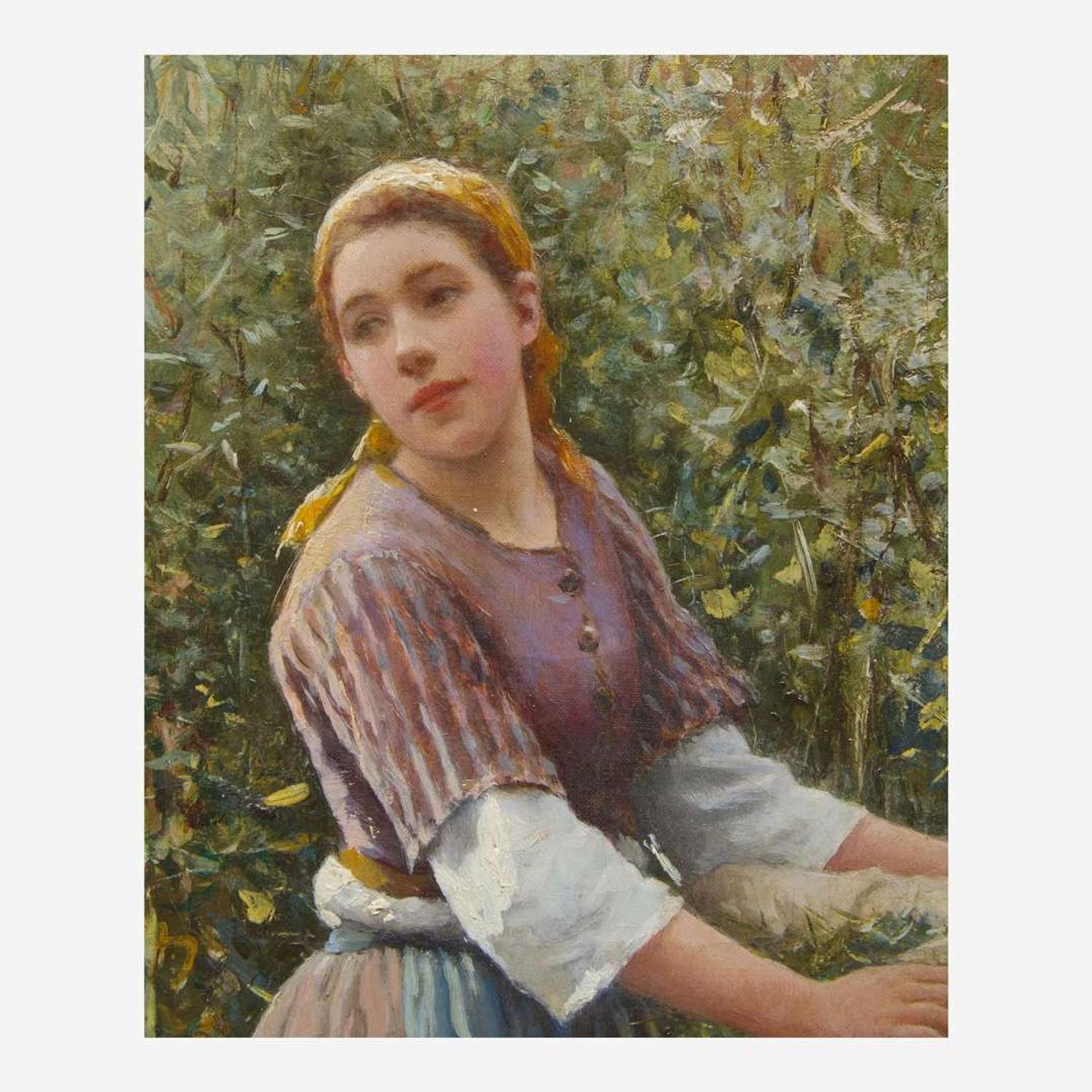 Daniel Ridgway Knight (American, 1839–1924) French Peasant Girl Collecting Reeds