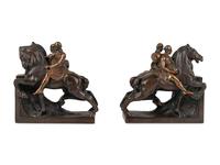 A Pair of Bronze Figural Bookends