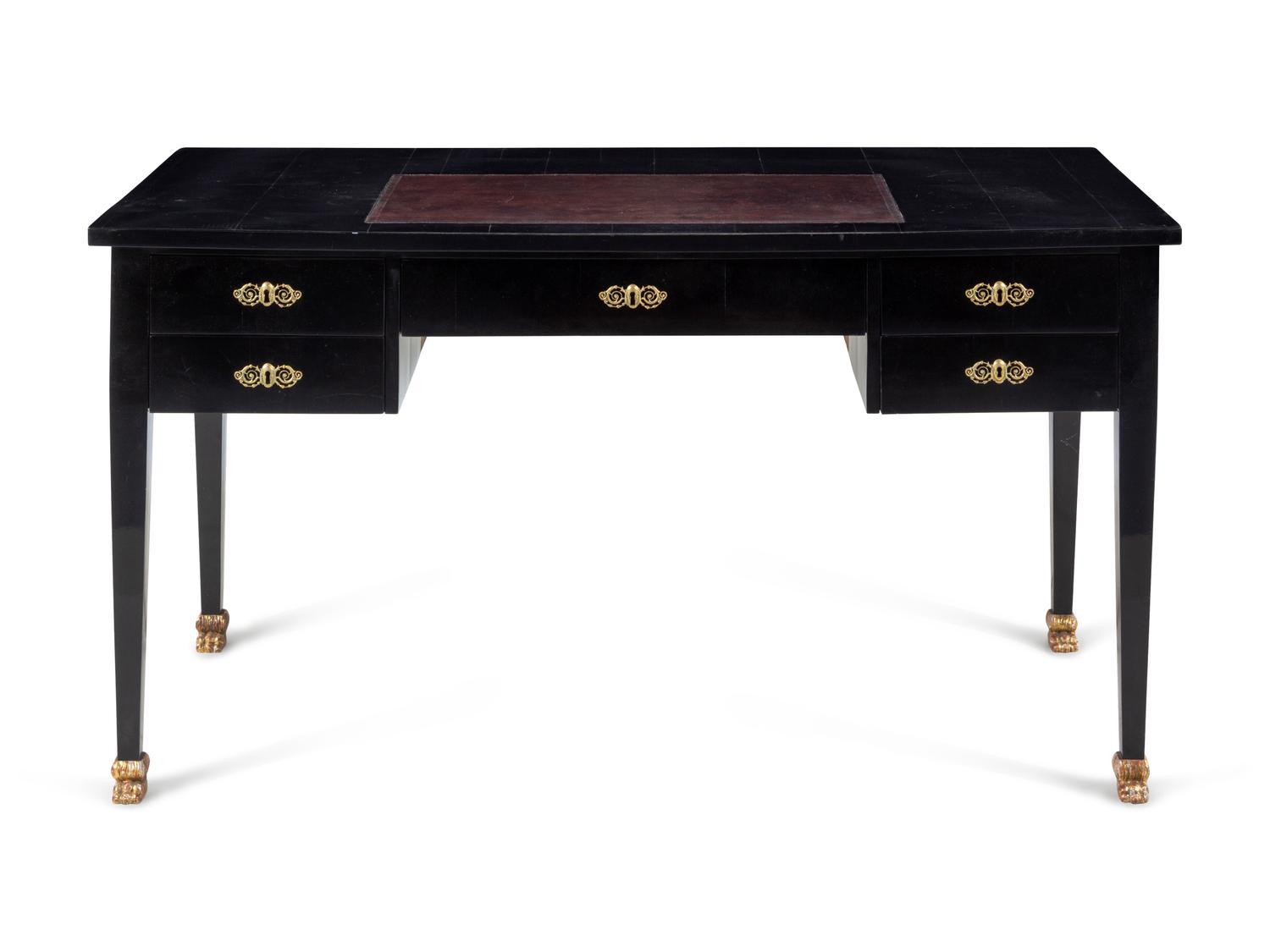 A Directoire Black-Painted Bureau Plat