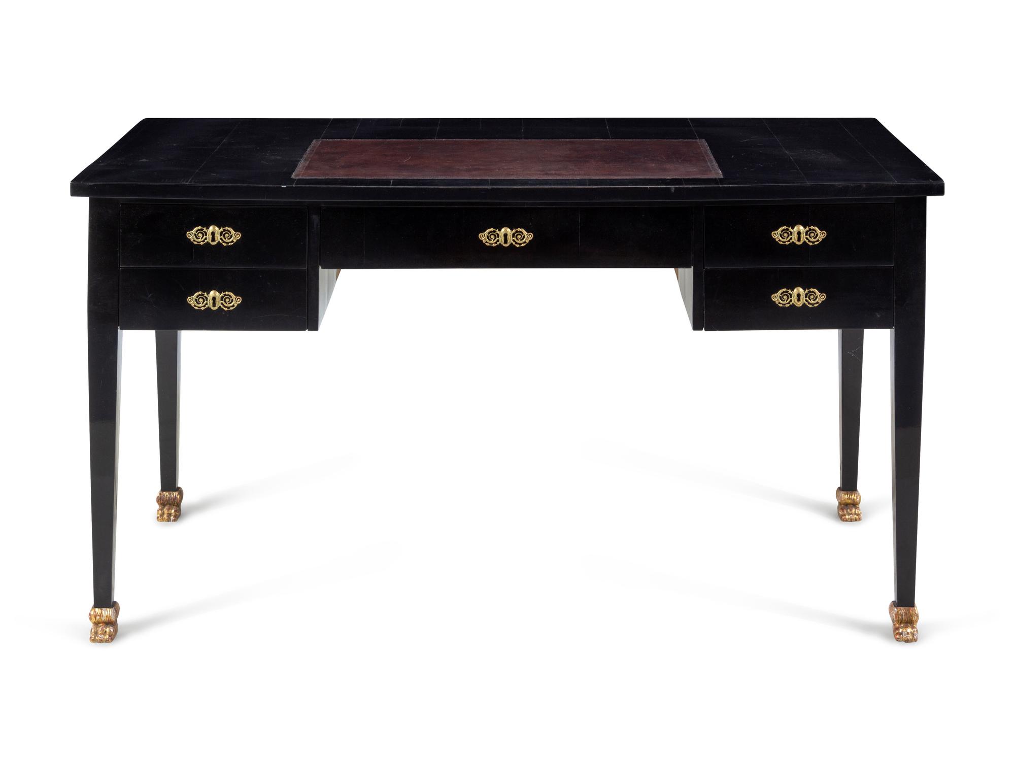 A Directoire Black-Painted Bureau Plat