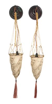 A Pair of Venetian Silk Sconces — 20TH CENTURY
