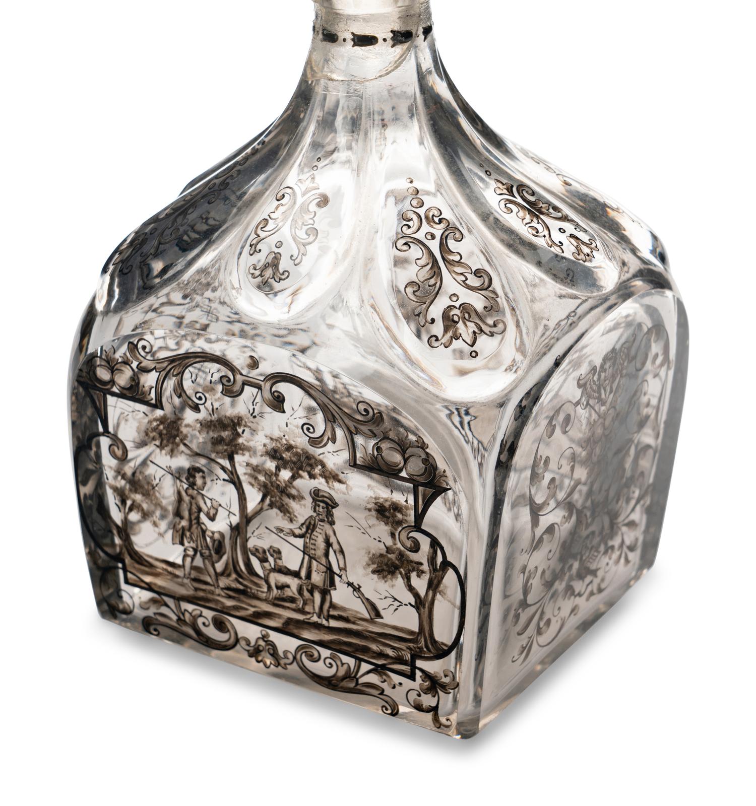 An Émile Gallé En Grisaille Enameled Decanter