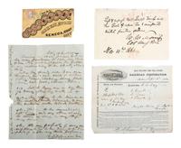 [CIVIL WAR]. Ephemera including elaborately engraved postal cover, wounded soldier's letter, railroad bill of lading for hospital stores, and more