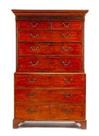 A George III Mahogany Chest on Chest Height 76 x width 49 x depth 23 1/2 inches. — 18TH/19TH CENTURY