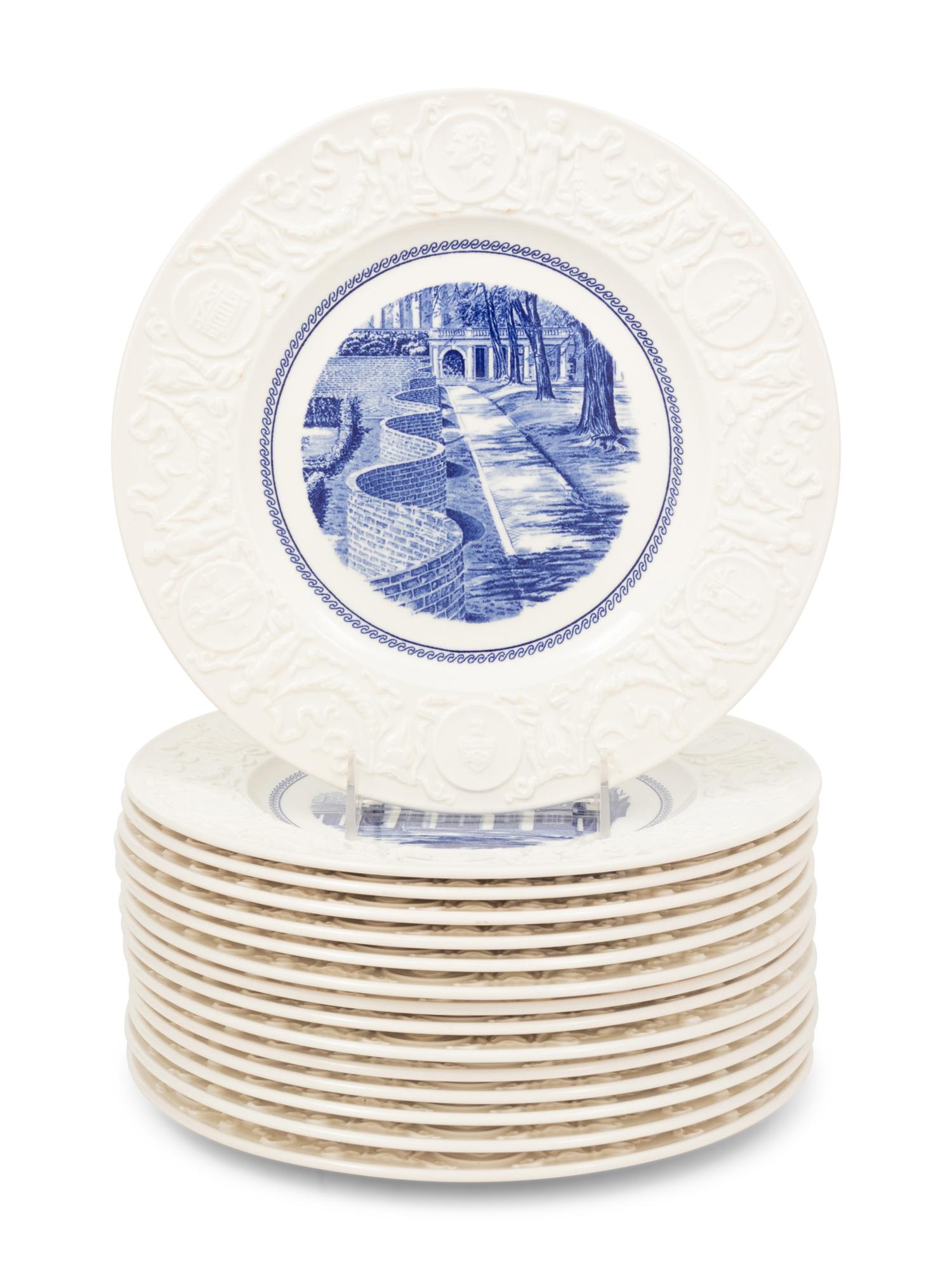 Fifteen Wedgwood Plates of University of Virginia Interest