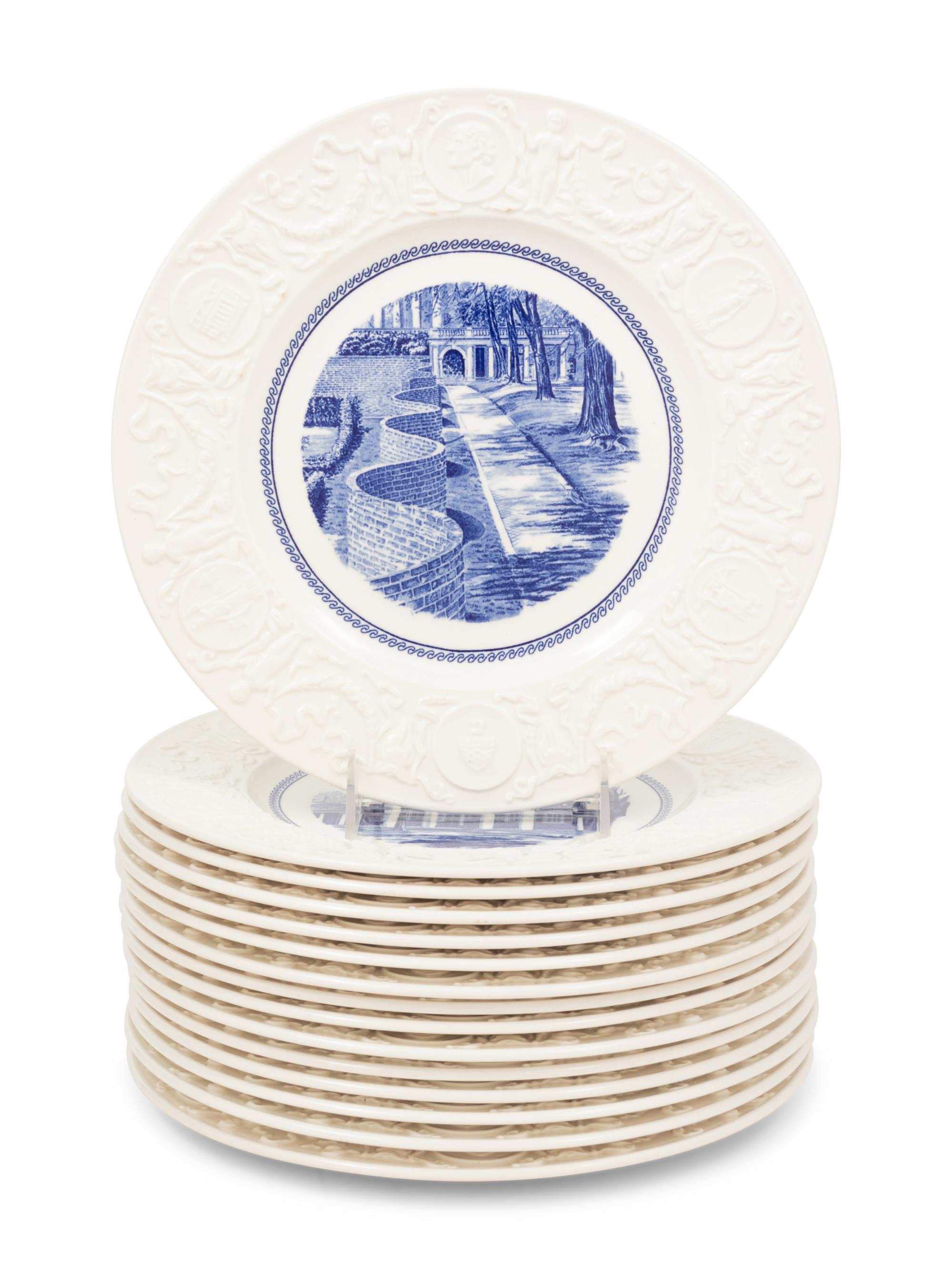 Fifteen Wedgwood Plates of University of Virginia Interest