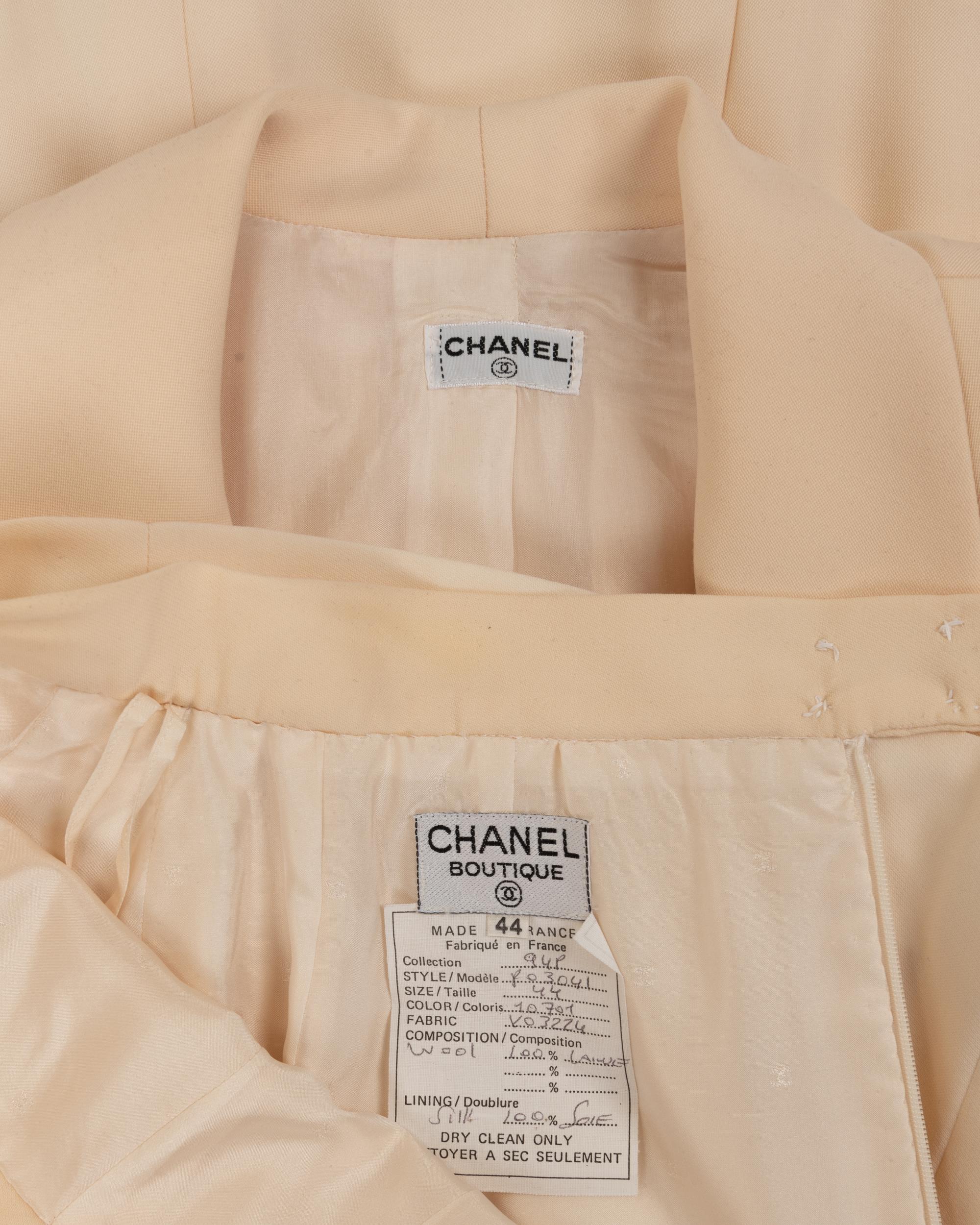 Two Chanel Cream Skirt Suits, 1990s