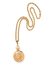 HAMPDEN, 14K TRICOLOR GOLD AND DIAMOND HUNTER CASE POCKET WATCH