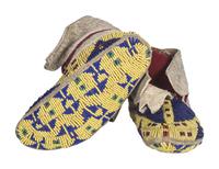 Sioux Child's Fully Beaded Hide Moccasins