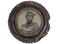 [CIVIL WAR]. Civil War gem tintype of armed African American soldier. Ca 1860s.