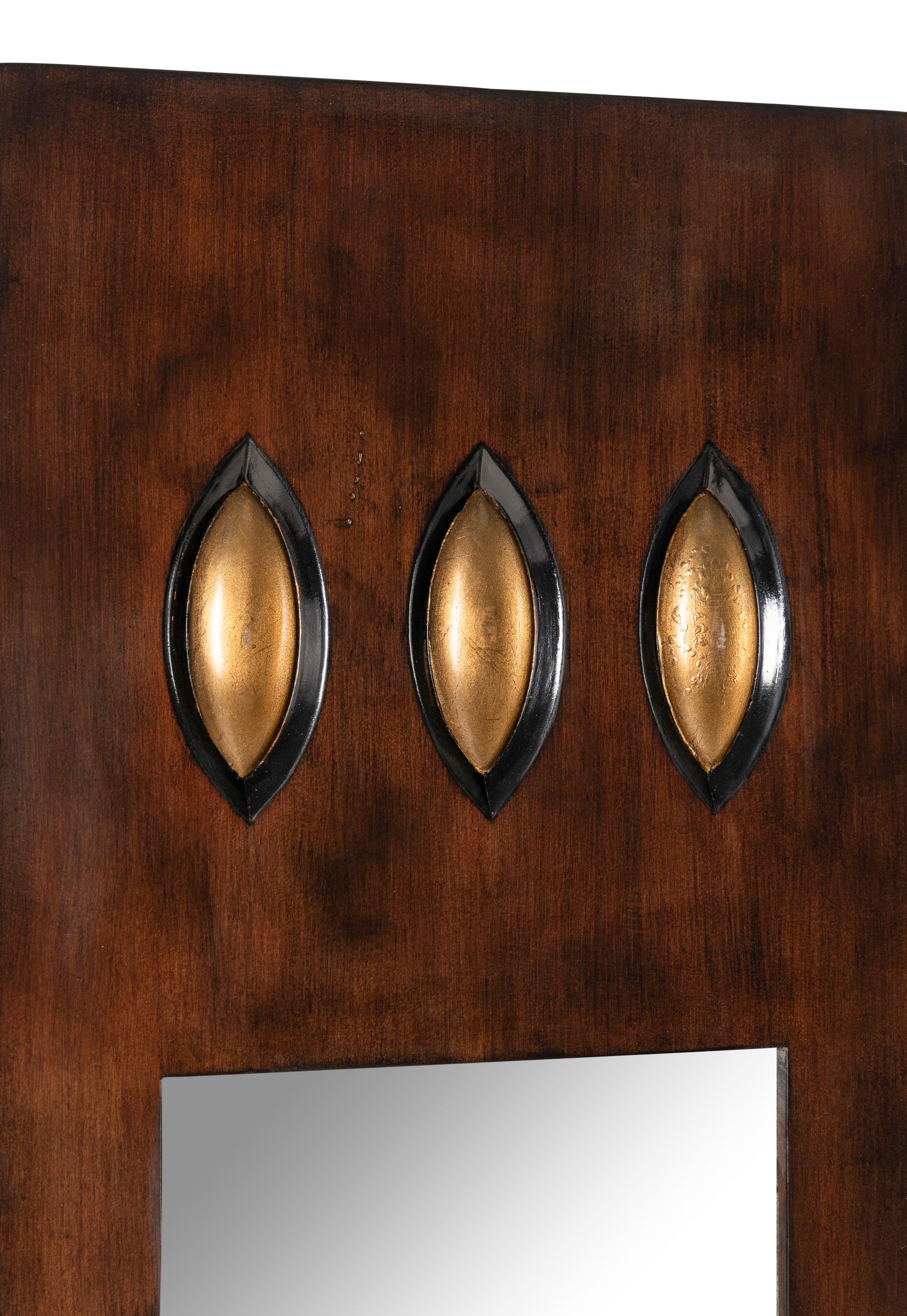 A Parcel-Gilt and Mirrored Three Panel Floor Screen