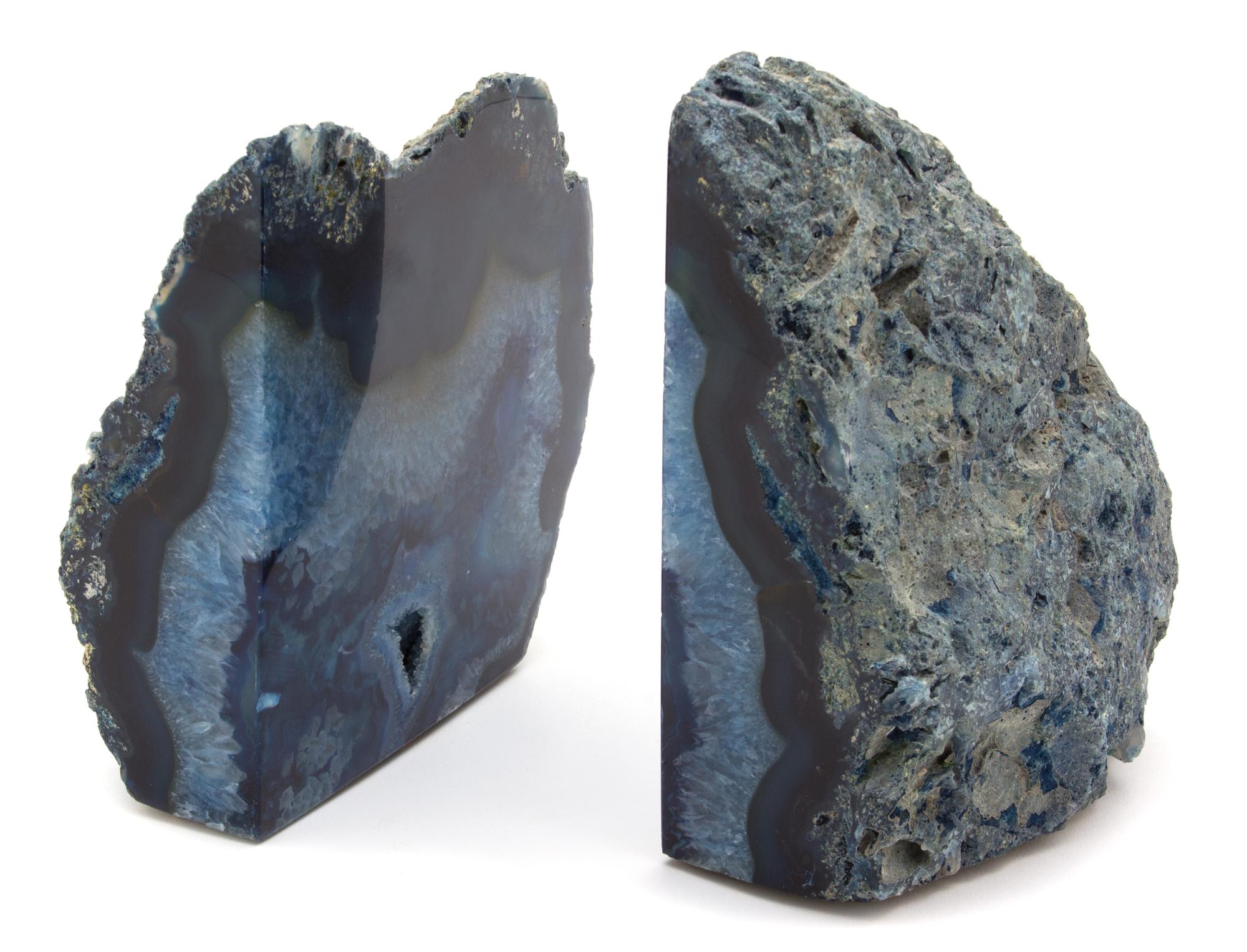 A Pair of Polished Geode Bookends Height 8 inches.