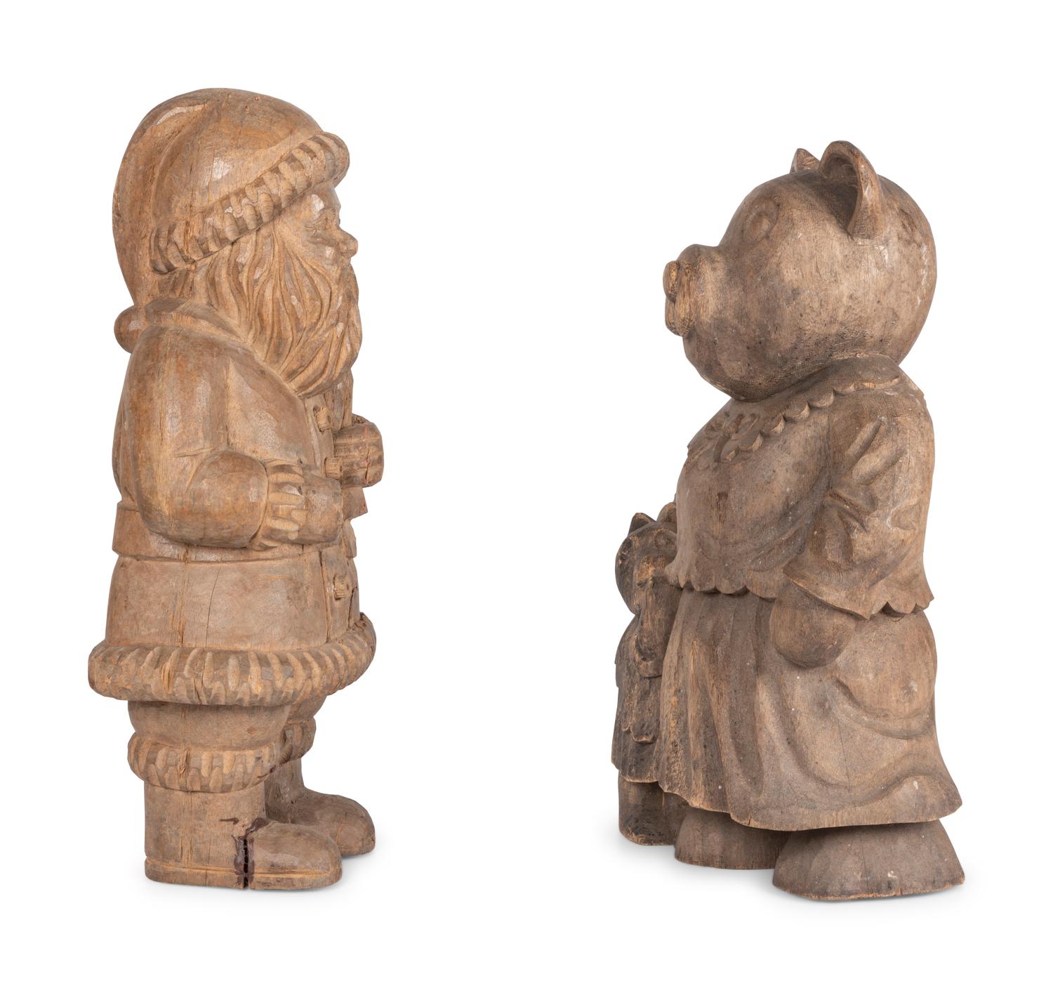 Two Folk Art Wooden Carvings