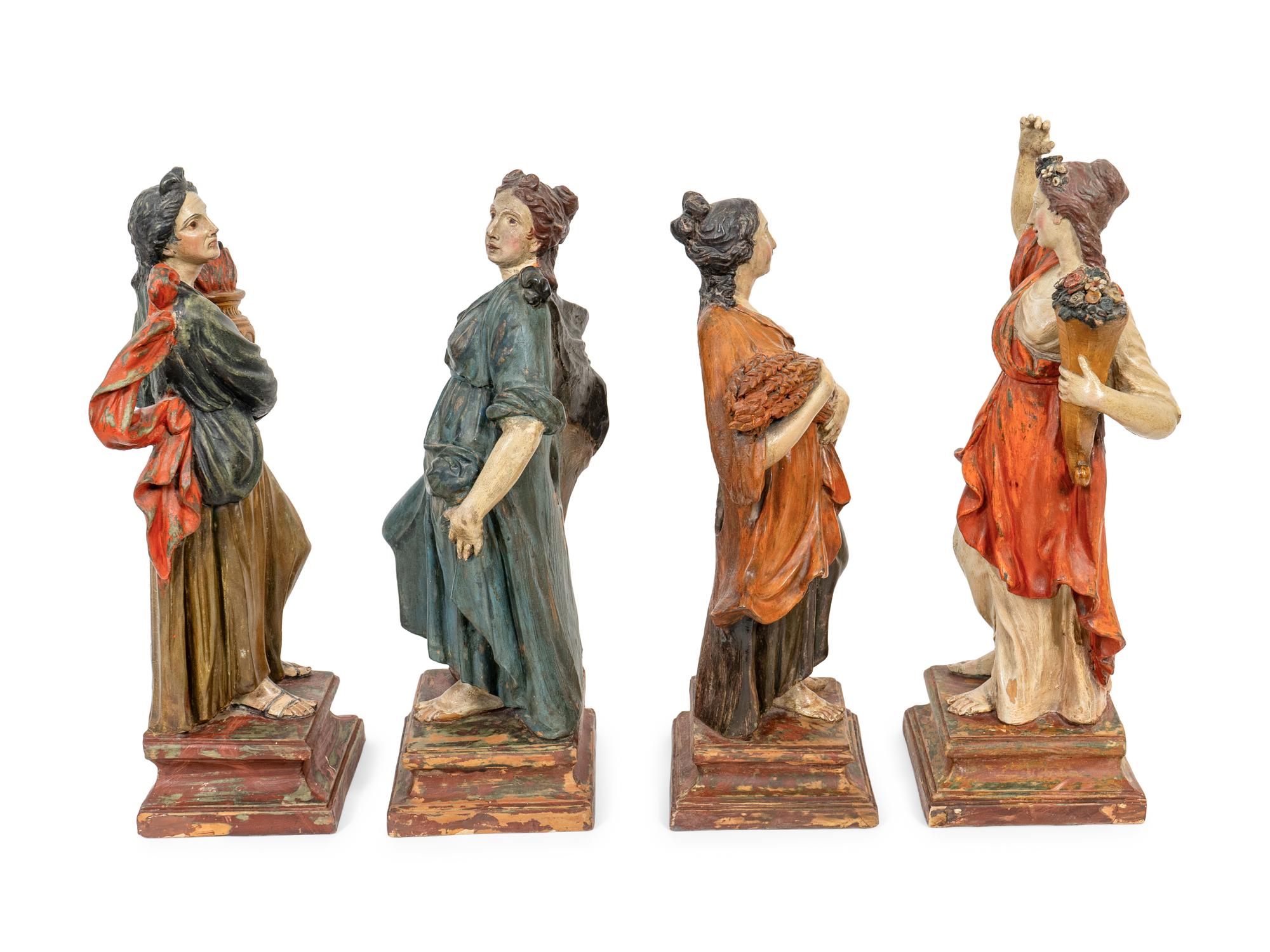 A Set of Polychrome-Decorated Terracotta Figures of the Four Seasons