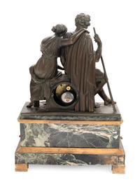 A French Bronze and Marble Figural Clock