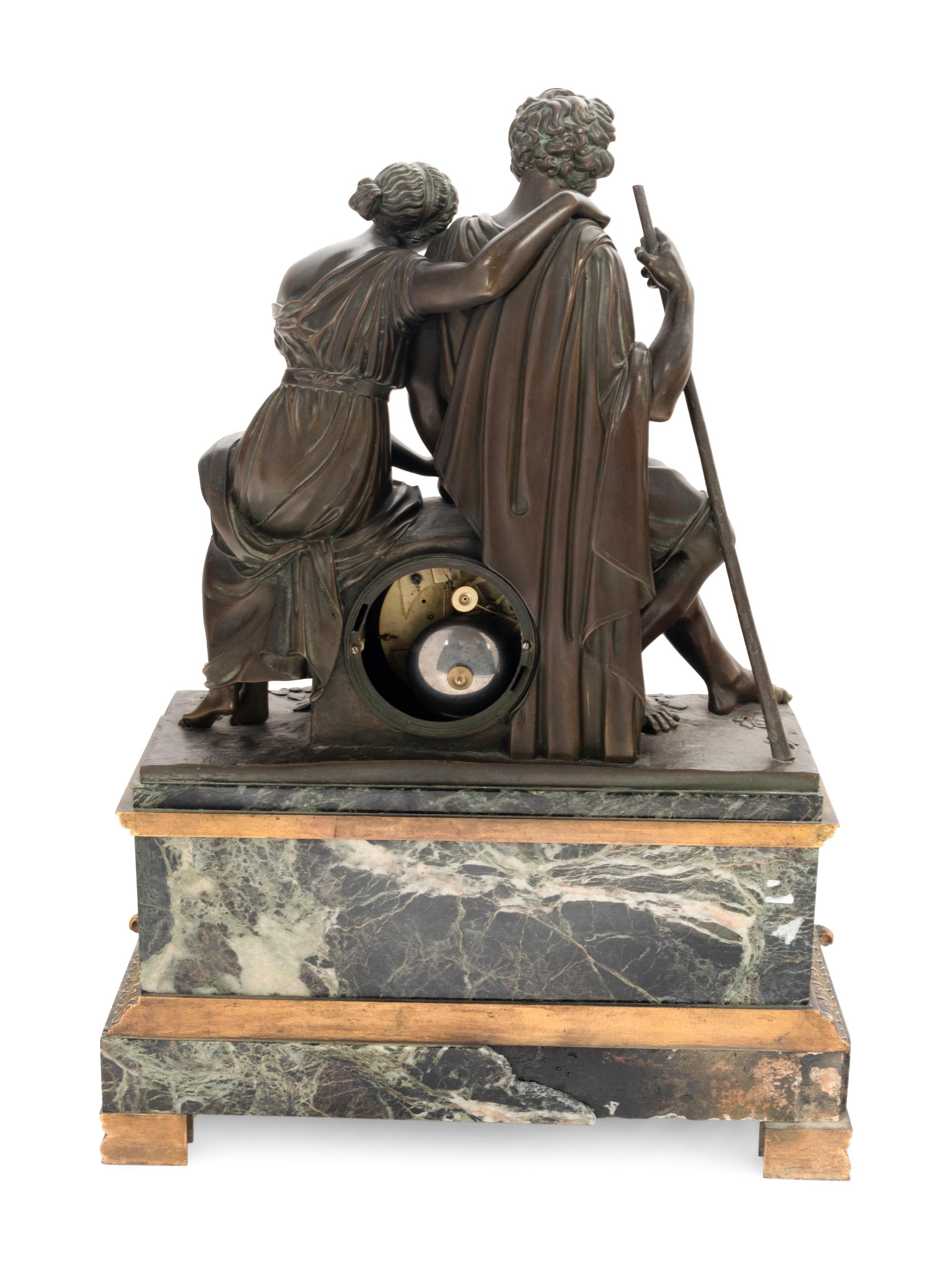 A French Bronze and Marble Figural Clock