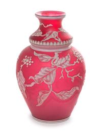 An English Cameo Glass Vase, attributed to Webb Height 8 1/4 inches.