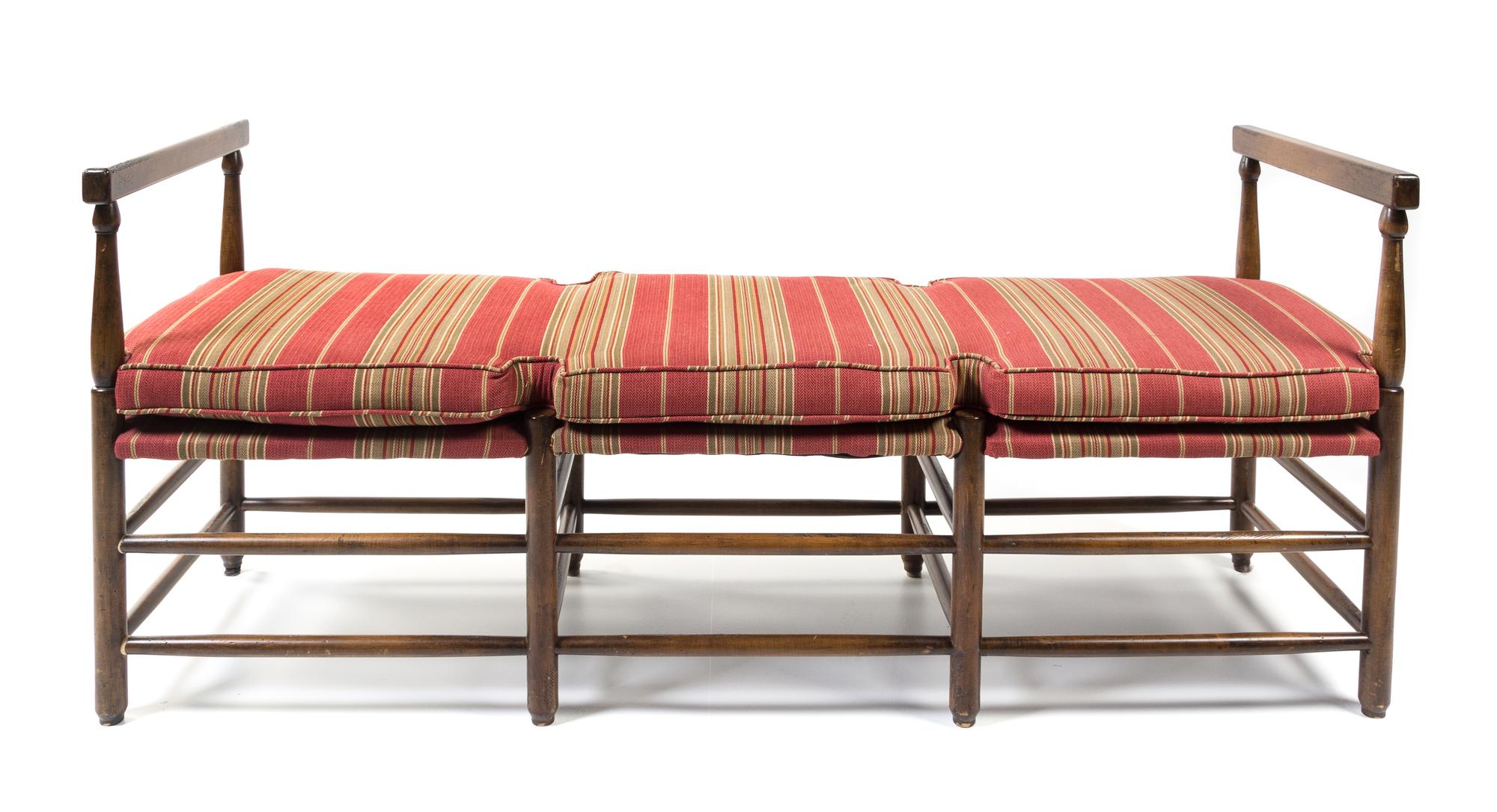 An American Hall Bench Height 31 x width 70 1/2 x depth 23 inches. — 20TH CENTURY
