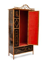 A Victorian Bamboo and Lacquer Armoire