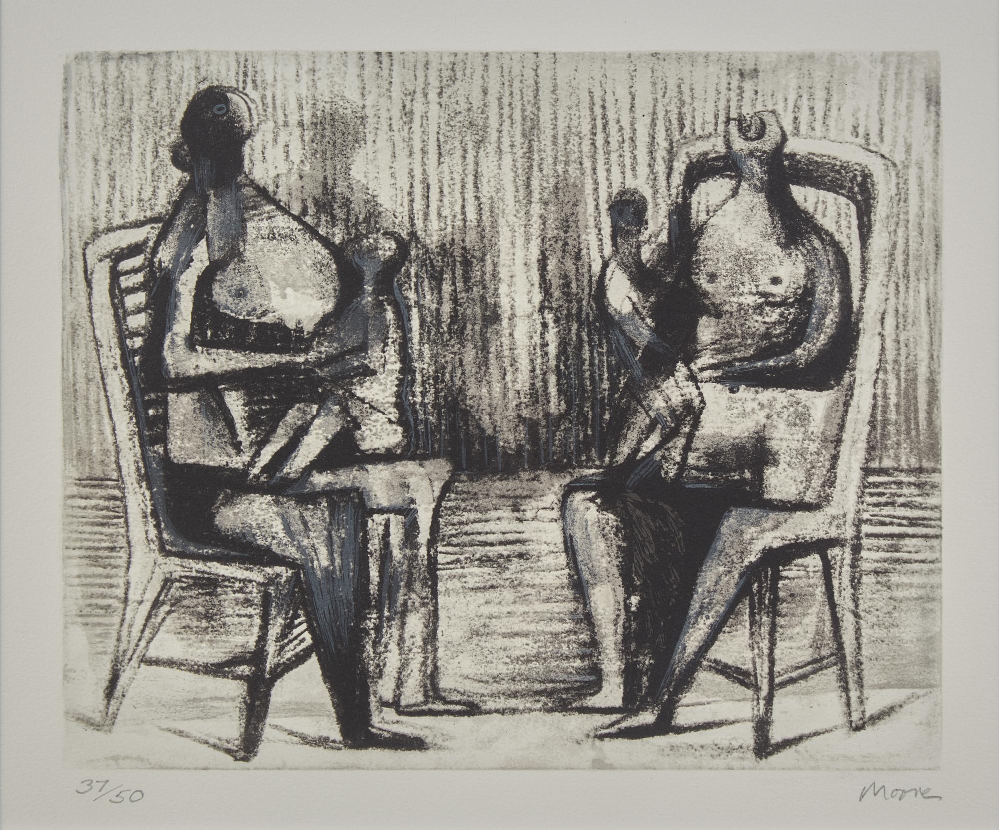 Two Seated Figures with Children , 1976