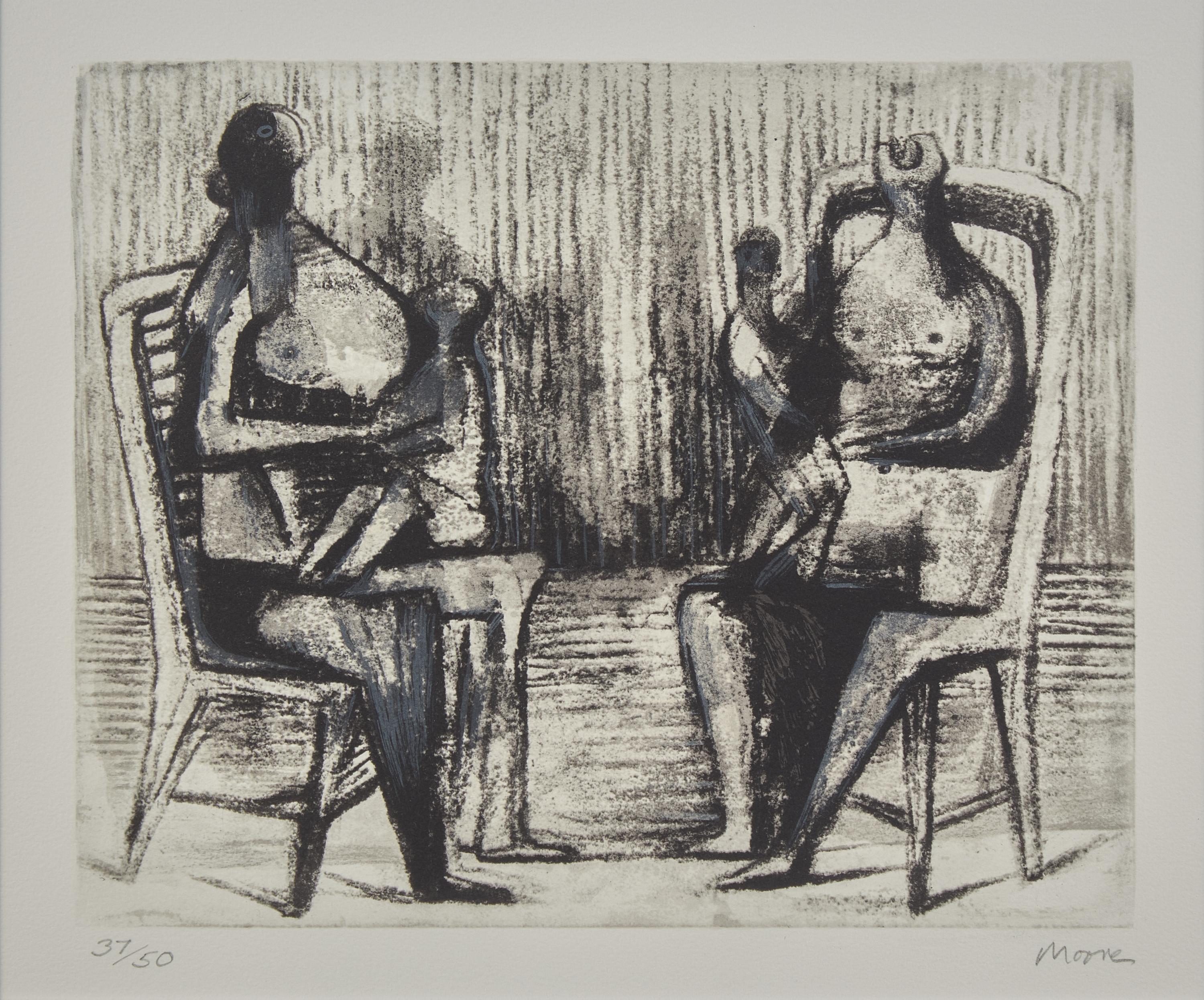 Two Seated Figures with Children , 1976