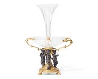 A French Gilt and Patinated Bronze Mounted Cut Glass Epergne