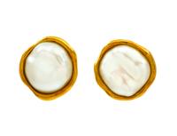 A Pair of 18 Karat Yellow Gold and Cultured Pearl Earclips, Tiffany & Co., 7.80 dwts.