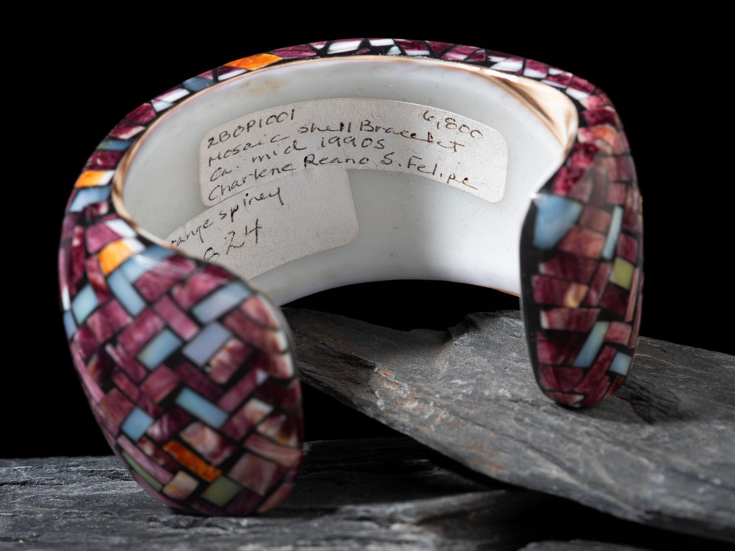 Mosaic Inlay Spiny Oyster Shell Cuff Bracelet