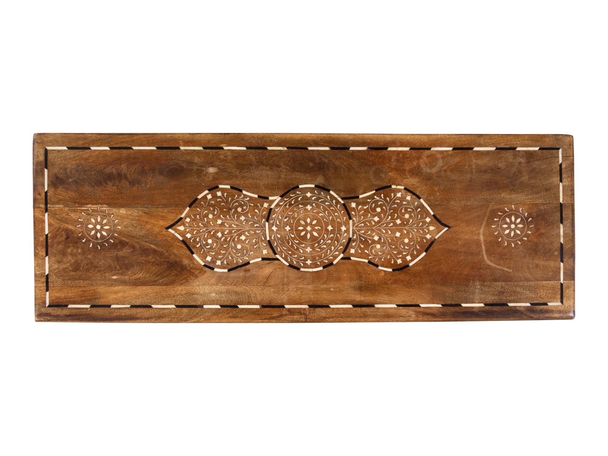 An Indian Bone-Inlaid Hardwood Trunk