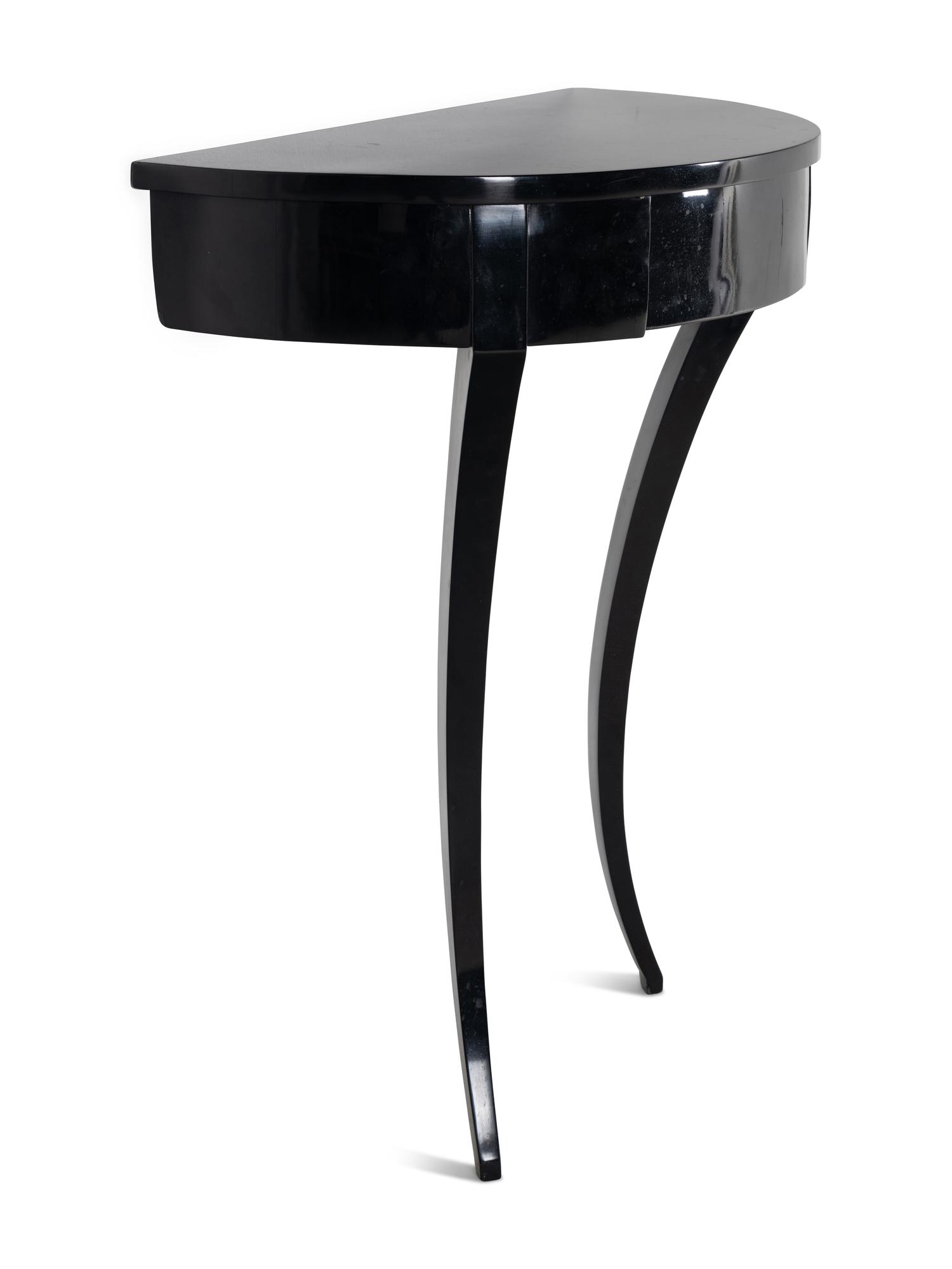 A Biedermeier Black-Painted Console Table