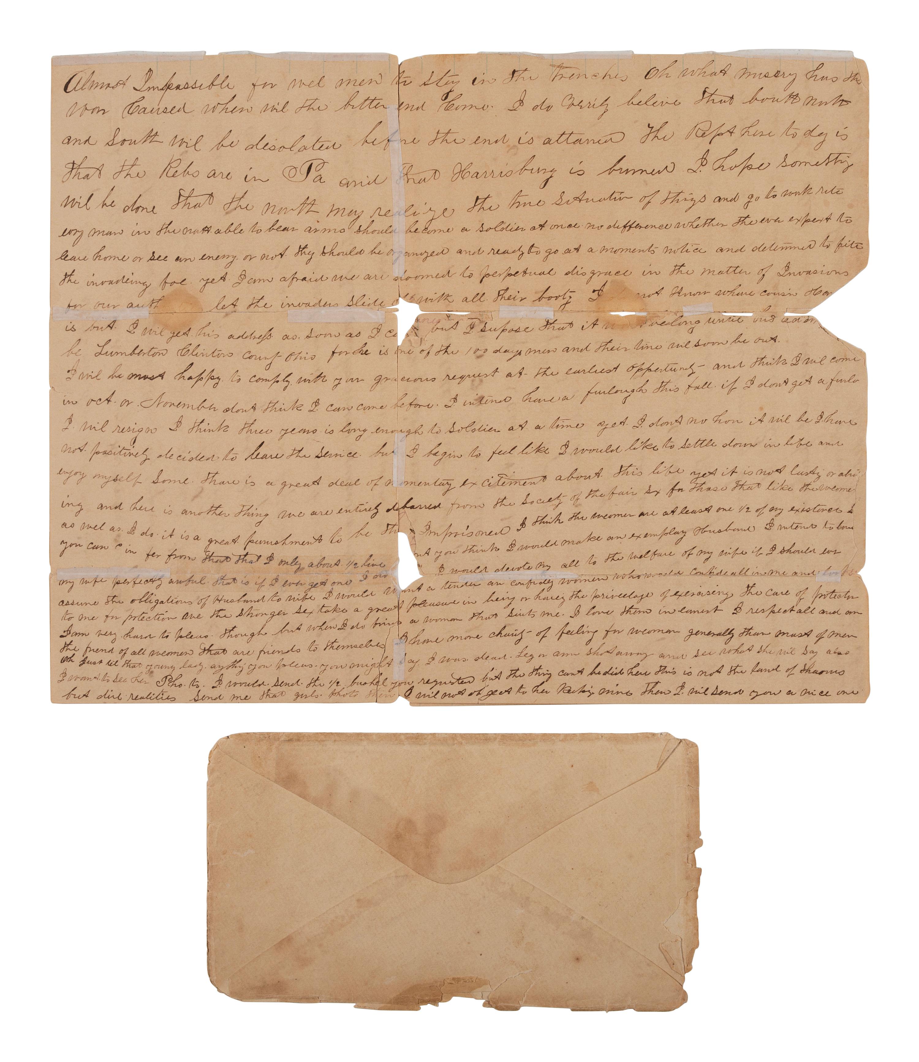 [CIVIL WAR]. Letter by Capt. Whiteman, 1st US Colored Cav. about the disastrous Battle of the Crater
