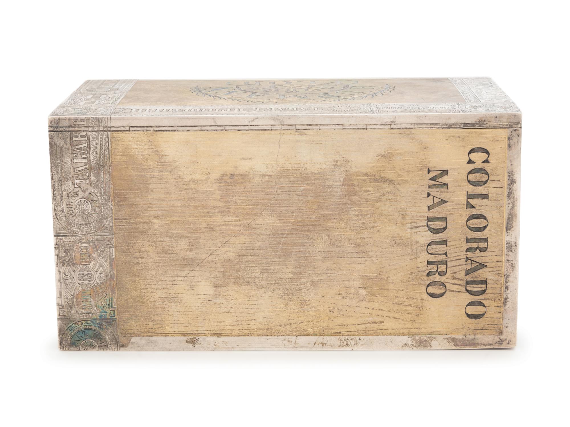 A Large Russian Silver-Gilt Trompe l'Oeil Cigar Box