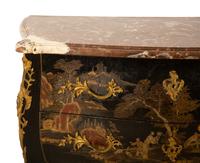 A Louis XV Gilt Bronze Mounted Lacquered Marble-Top Commode