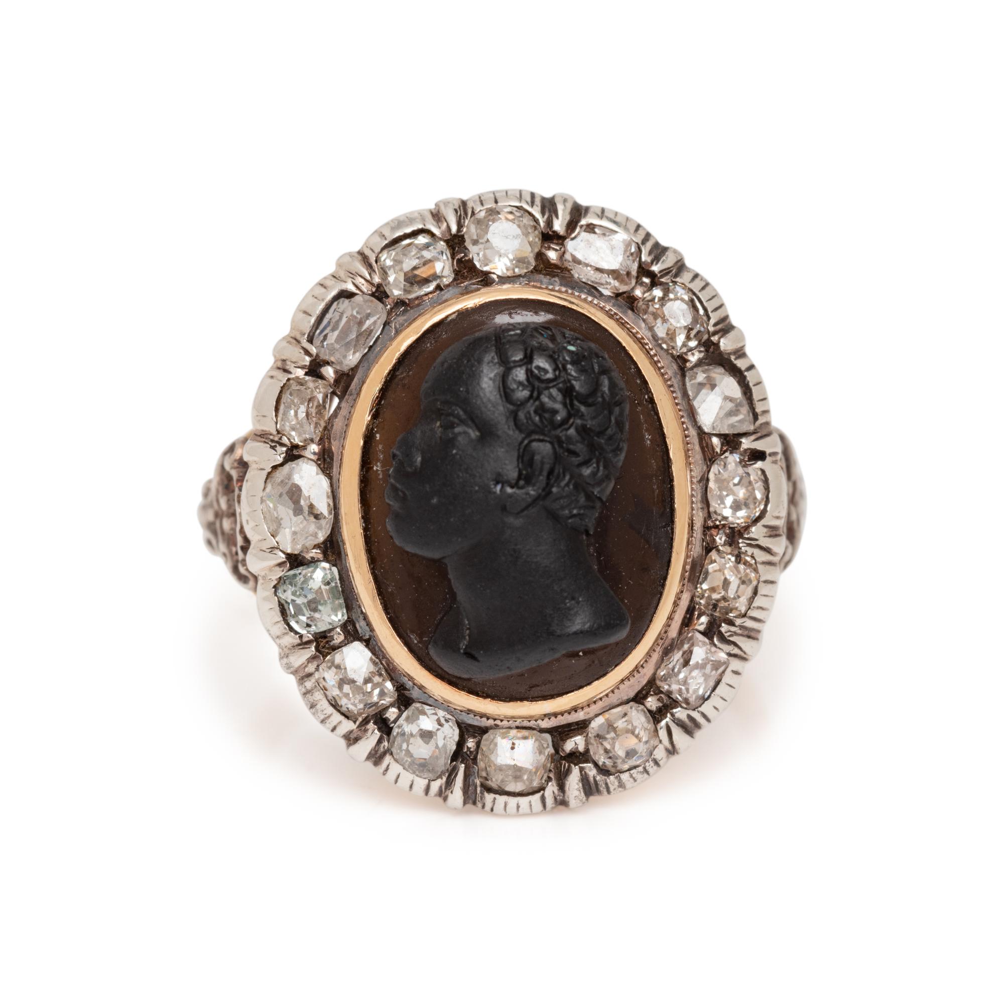 ANTIQUE, CAMEO AND DIAMOND RING