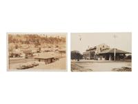 [RAILROADS]. Over 120 RPPCs & photographs of railroad stations, train depots, and roundhouses.