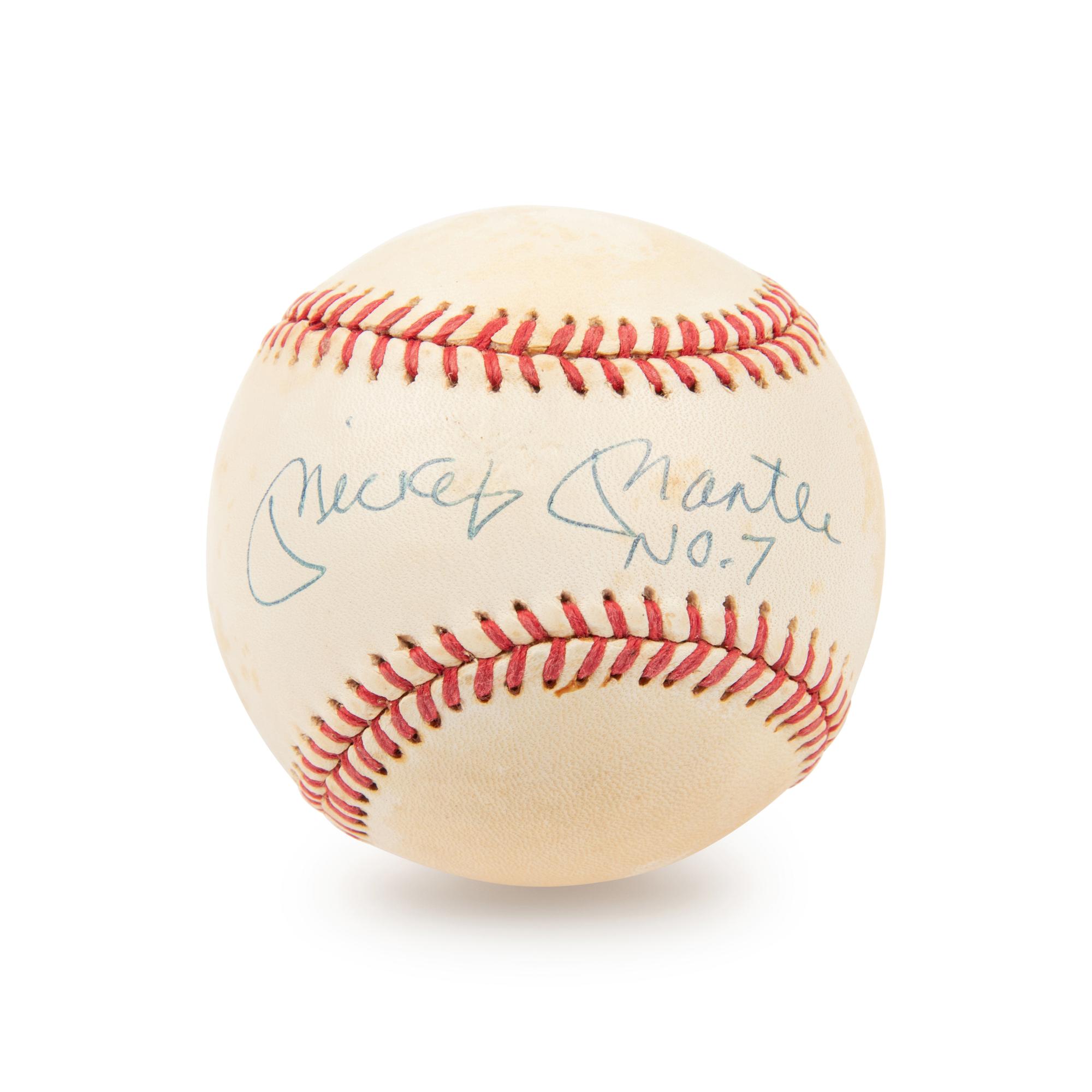 A Mickey Mantle No. 7 Inscribed Single Signed Autograph Baseball (Beckett Authentication Services Letter)